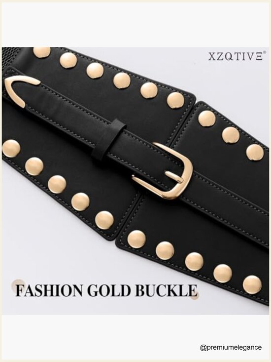 Wide Corset Waist Belt with Studs, Elastic Stretch Punk Style Belt for Dresses main image 5